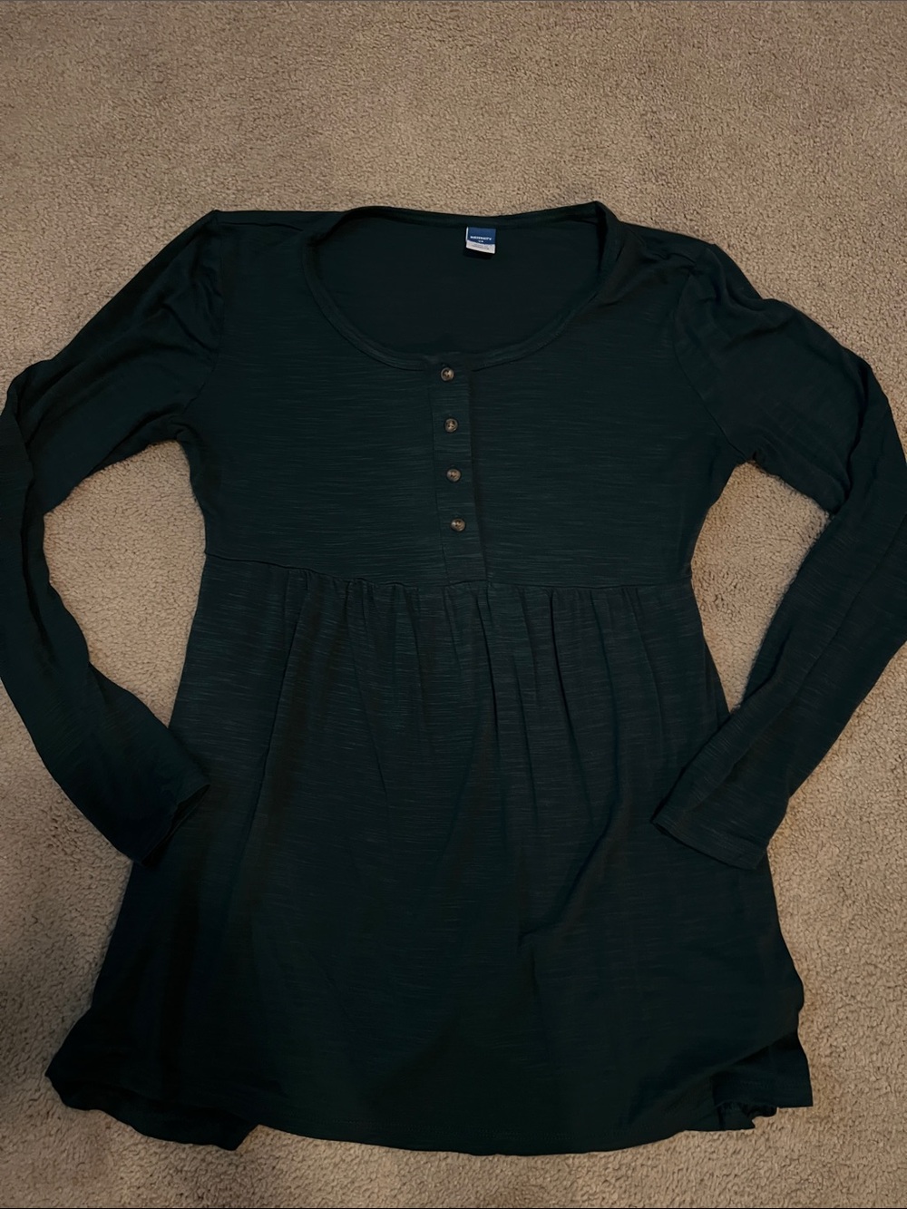 Old Navy Maternity Dark Green Long-Sleeve Scoop Neck Tunic- size XS, EUC